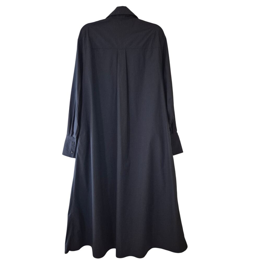 COS Black Stretch Cotton A Line Midi Shirt Minimalist Edgy Dress - Picture 6 of 7